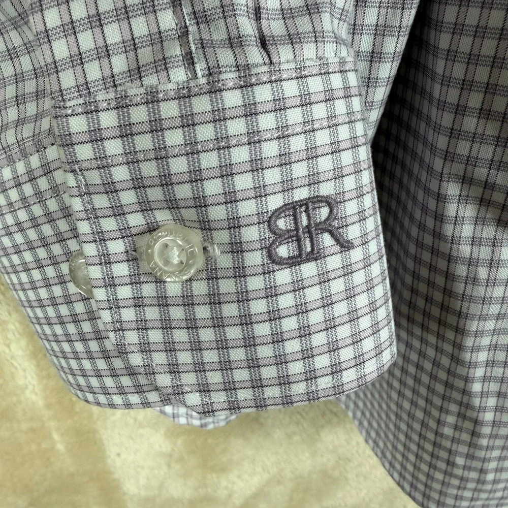 Banana Republic Slim Fit Purple‎ Gingham Check Mens XXL Long Sleeve Button Down